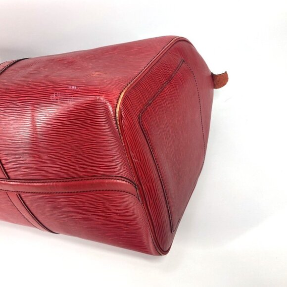 LOUIS VUITTON Red Leather Keepall 50 Boston Bag - Picture 8 of 16